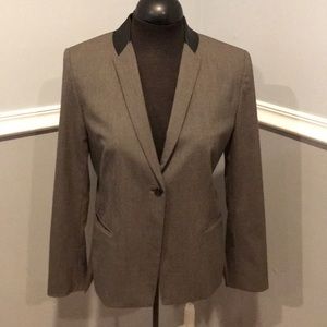 Elie tahari lamb leather collar blazer